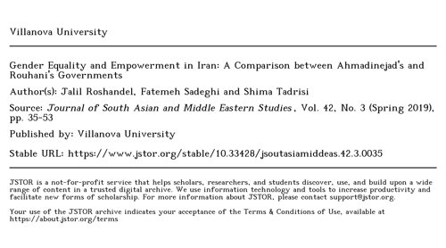 Gender Equality and Empowerment in Iran_ A comparison between Ahmedinejad's and Rouhani's Governments