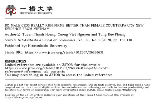 DO MALE CEOS REALLY RUN FIRMS BETTER THAN FEMALE COUNTERPARTS_ new evidence from Vietnam