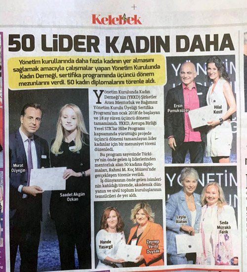Hürriyet Gazetesi, YKKD Sertifika ve Mentorluk Programı 3. Dönem Mezuniyet Töreni Basın Yansıması