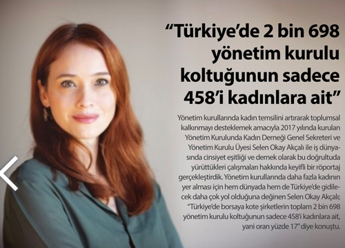 Türkiye'de 2 bin 698 yönetim kurulu koltuğunun sadece 458'i kadınlara ait